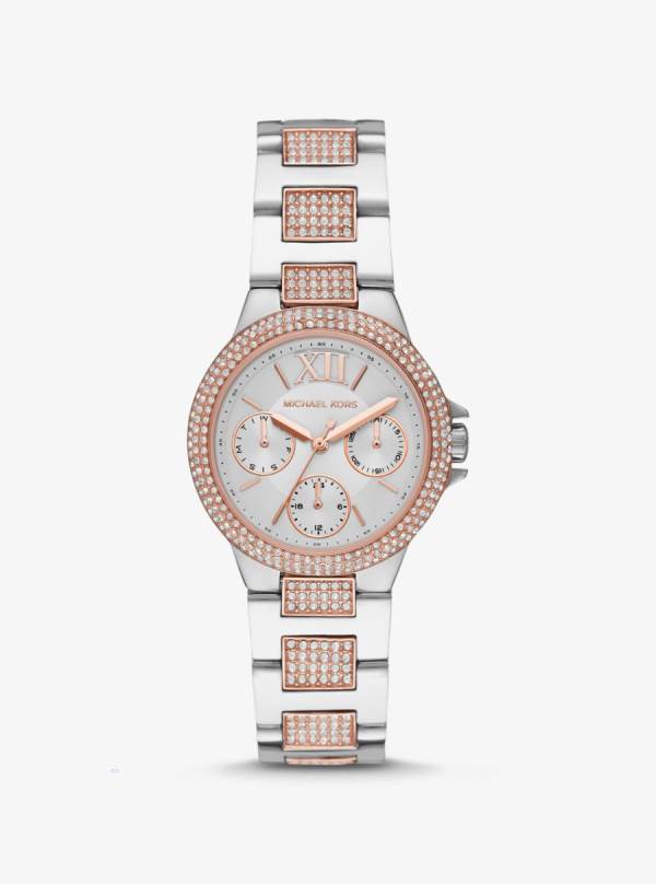 Damske Sliver-tone Hodinky Michael Kors Mini Camille Pavé Two-Tone Titán Meď - Hodinky Michael Kors Nejlevnejsi | ZNRFC-9605